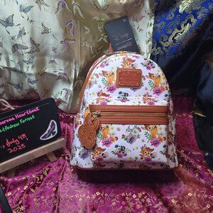 Loungefly Disney Bambi, Thumper, and Flower all-over-print (AOP) mini backpack